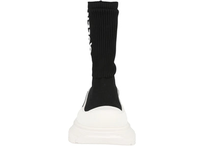 alexander mcqueen tread slick boot ribbed black white (women's)