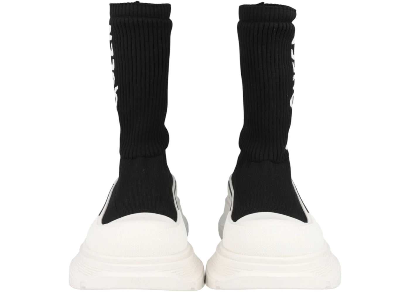 alexander mcqueen tread slick boot ribbed black white (women's)