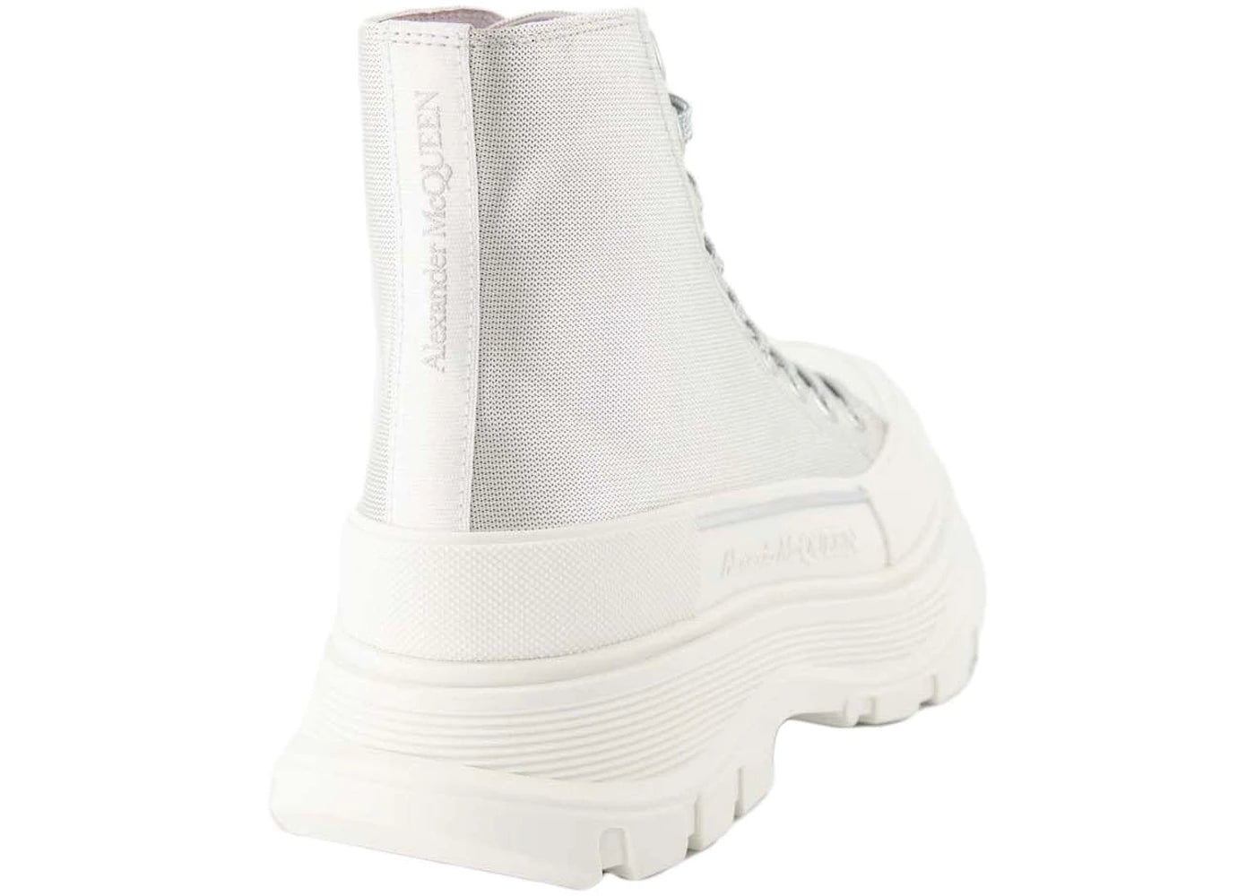 alexander mcqueen tread slick boot silver (women's)