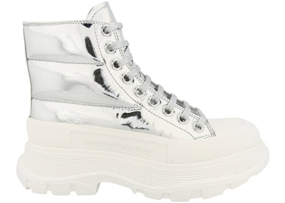 alexander mcqueen tread slick boot silver (women's)