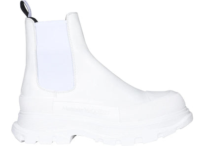 Alexander Mcqueen Tread Slick Chelsea Boot Leather Triple White