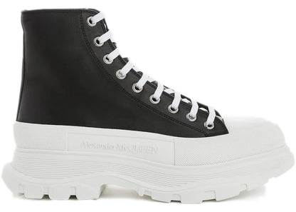 Alexander Mcqueen Tread Slick High-Top Leather Sneaker Black White