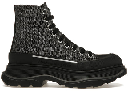 Alexander Mcqueen Tread Slick Lace Up Boot Black Silver (Women'S)