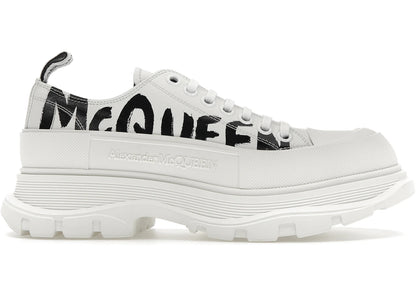 Alexander Mcqueen Tread Slick Low Lace Up Leather Graffiti White Black White