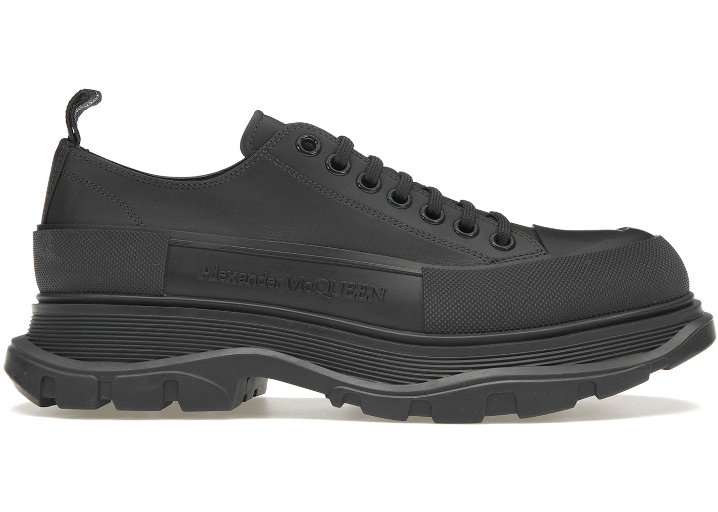 alexander mcqueen tread slick low lace up leather grey