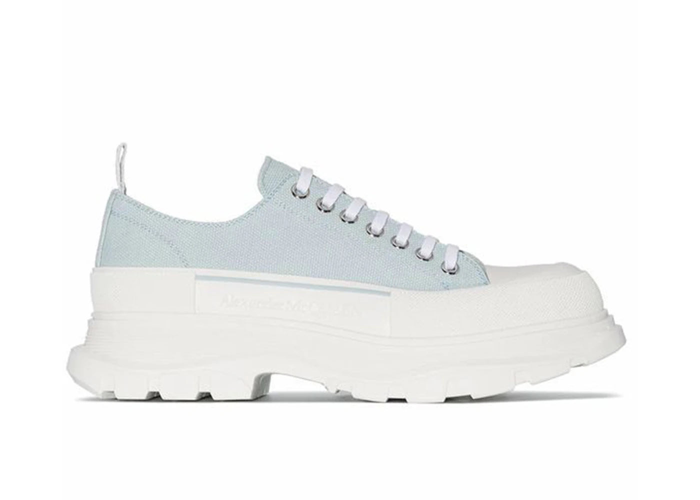 alexander mcqueen tread slick low lace up light blue white