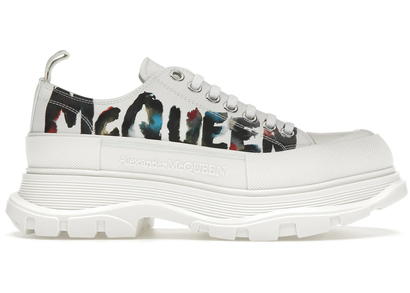 alexander mcqueen tread slick low lace up white grafitti