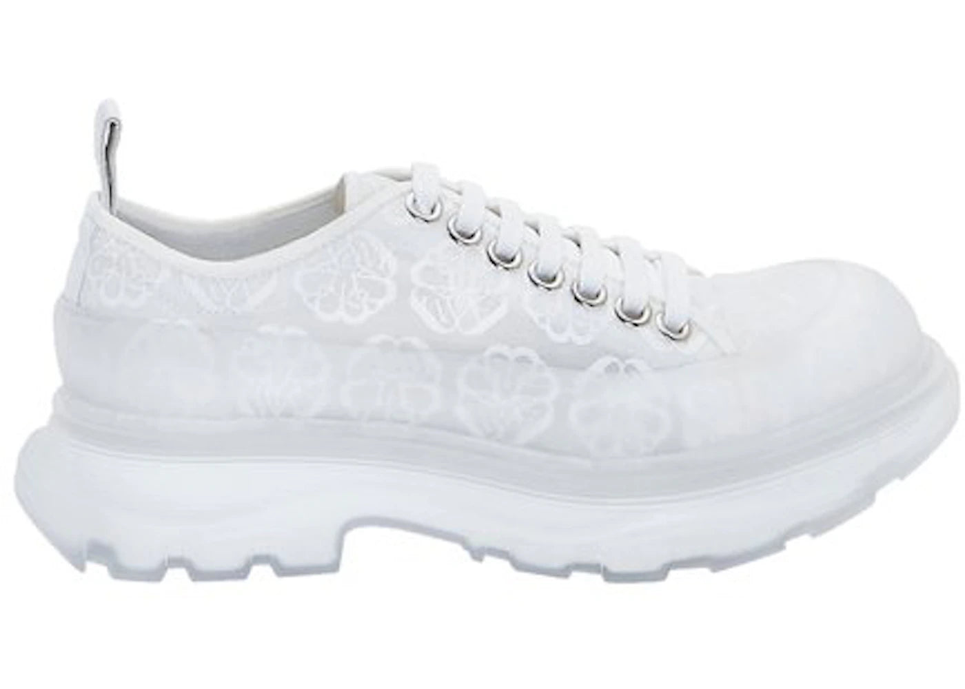 Alexander Mcqueen Tread Slick Low Lace Up White Transparent (Women'S)