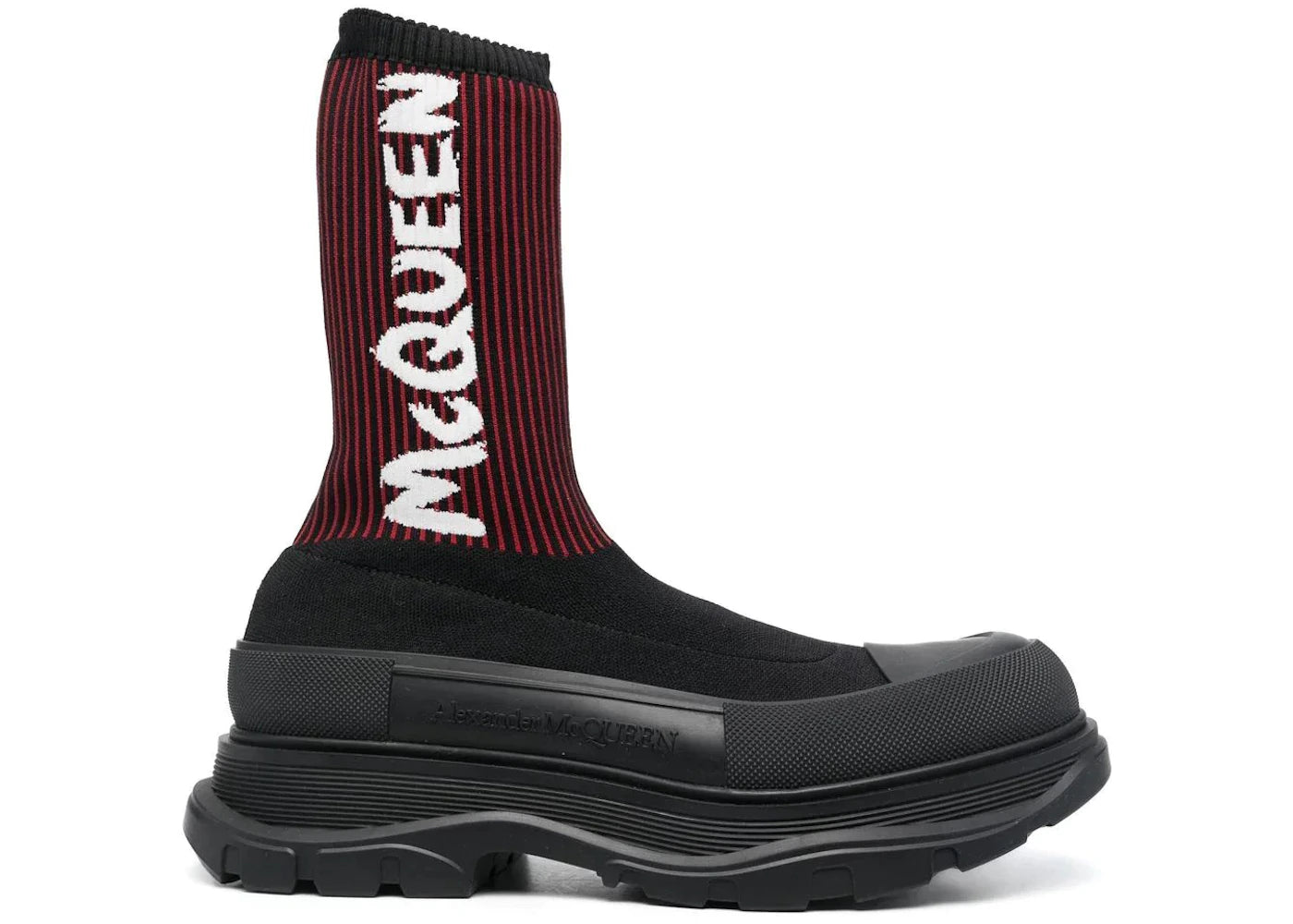 Alexander Mcqueen Tread Slick Sock Boot Black Red