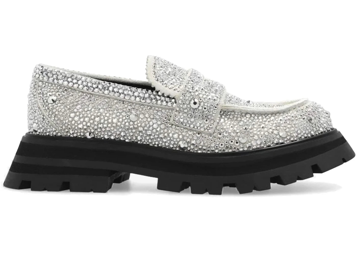alexander mcqueen wander loafer new ivory crystal embellished (women's)