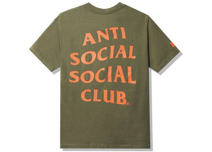 anti social social club x undefeated paranoid t-shirt olive