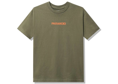 anti social social club x undefeated paranoid t-shirt olive
