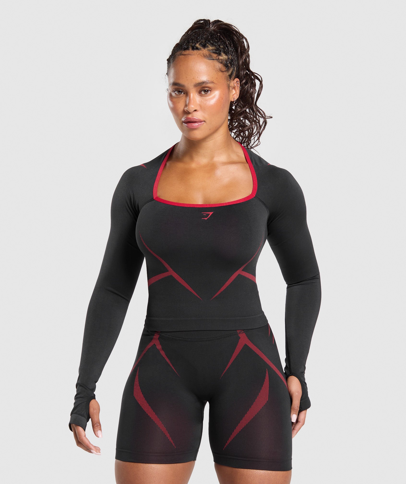 Women's Gymshark Apex Lift Seamless Long Sleeve Crop Top Black