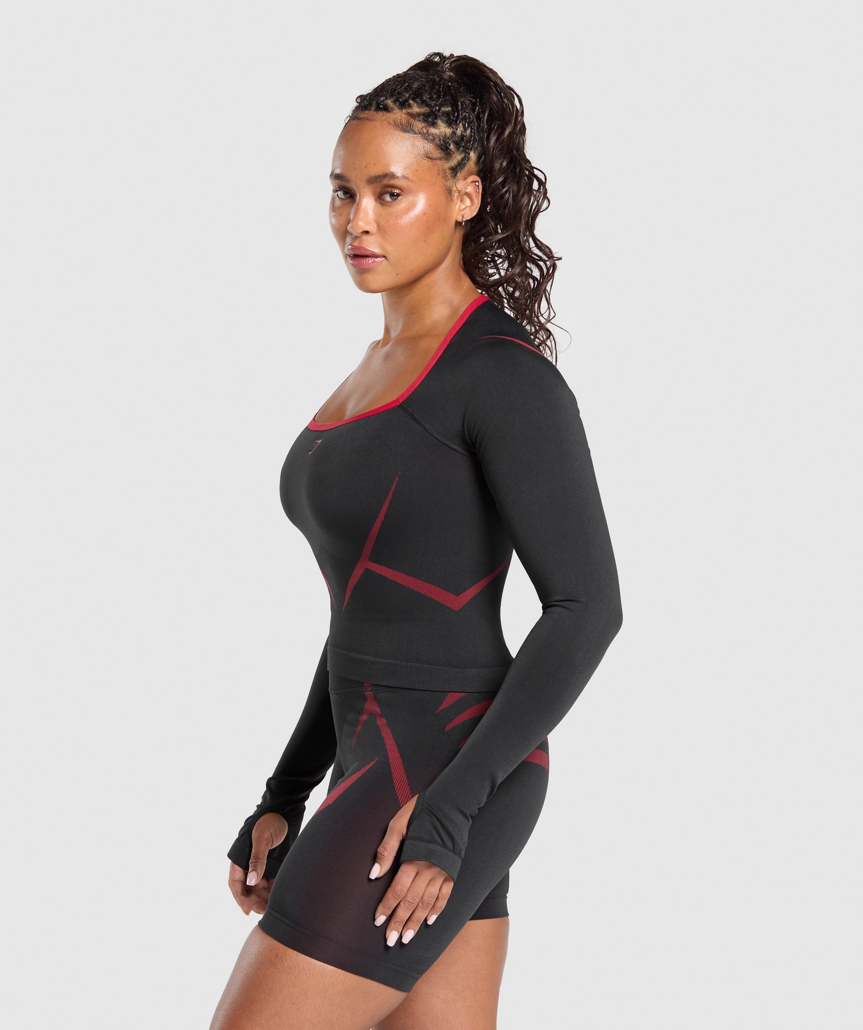Women's Gymshark Apex Lift Seamless Long Sleeve Crop Top Black