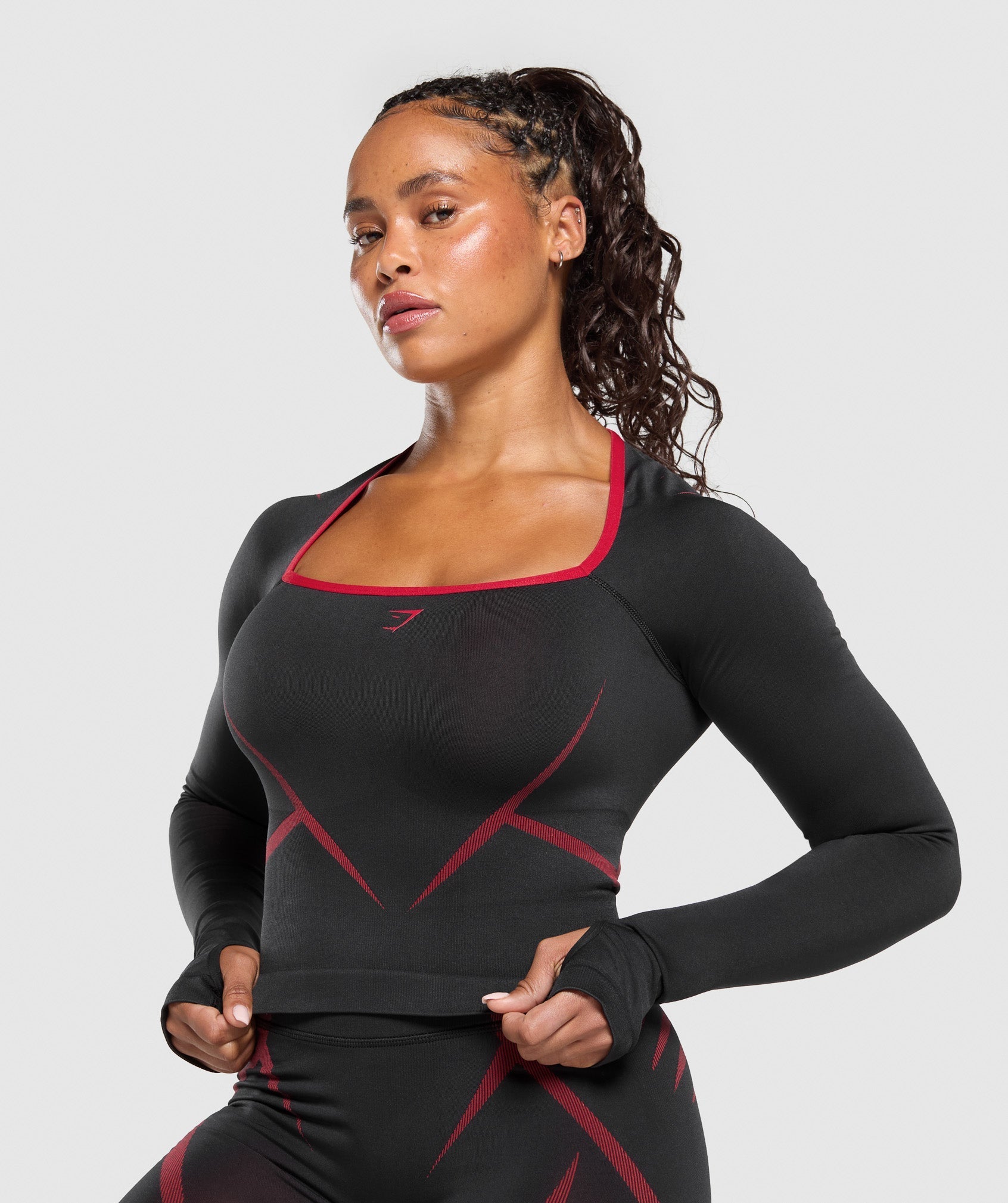 Women's Gymshark Apex Lift Seamless Long Sleeve Crop Top Black