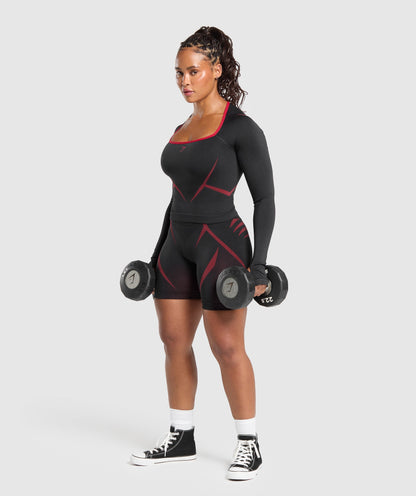 Women's Gymshark Apex Lift Seamless Long Sleeve Crop Top Black