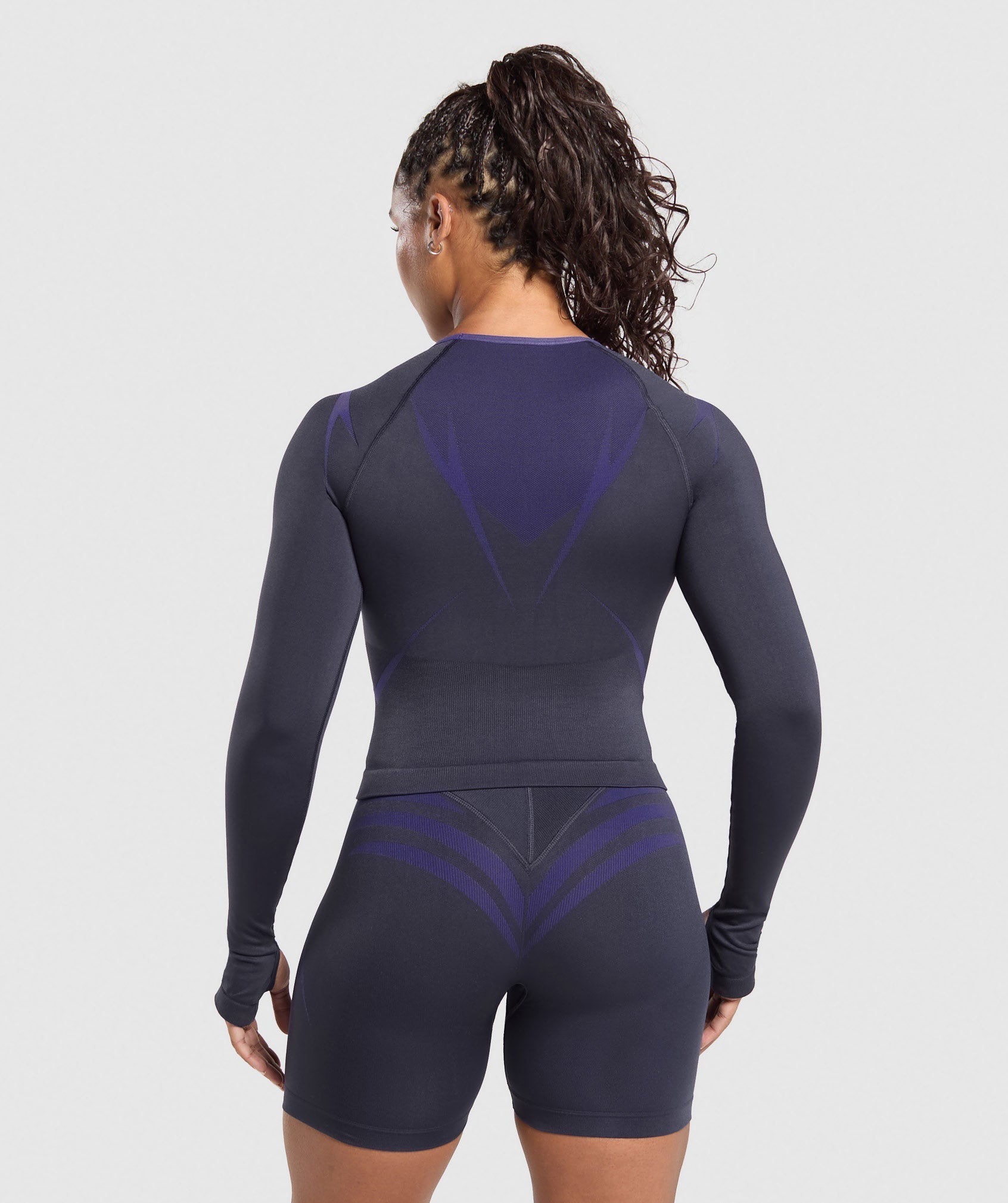 Women's Gymshark Apex Lift Seamless Long Sleeve Crop Top Heavy Blue