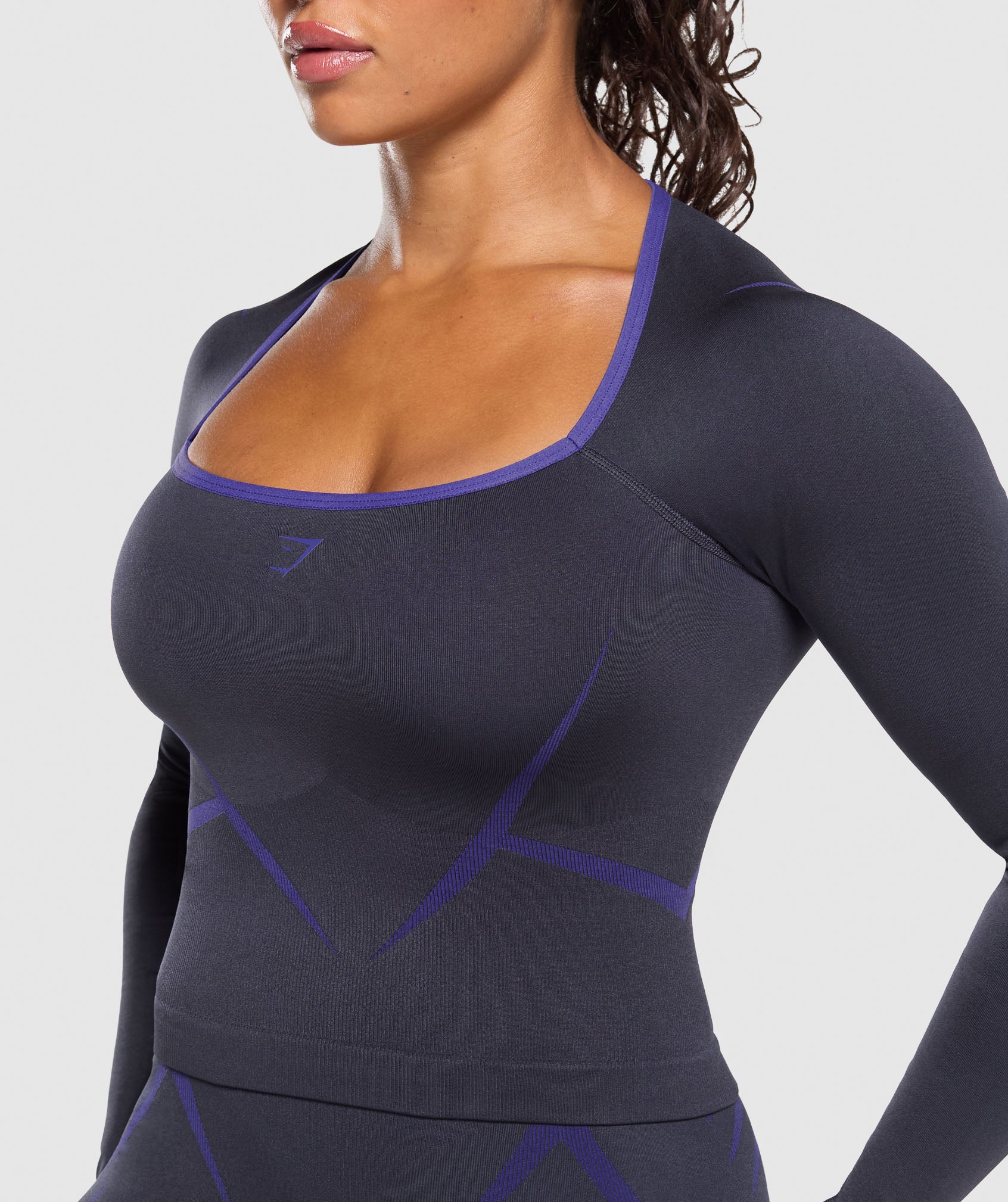 Women's Gymshark Apex Lift Seamless Long Sleeve Crop Top Heavy Blue