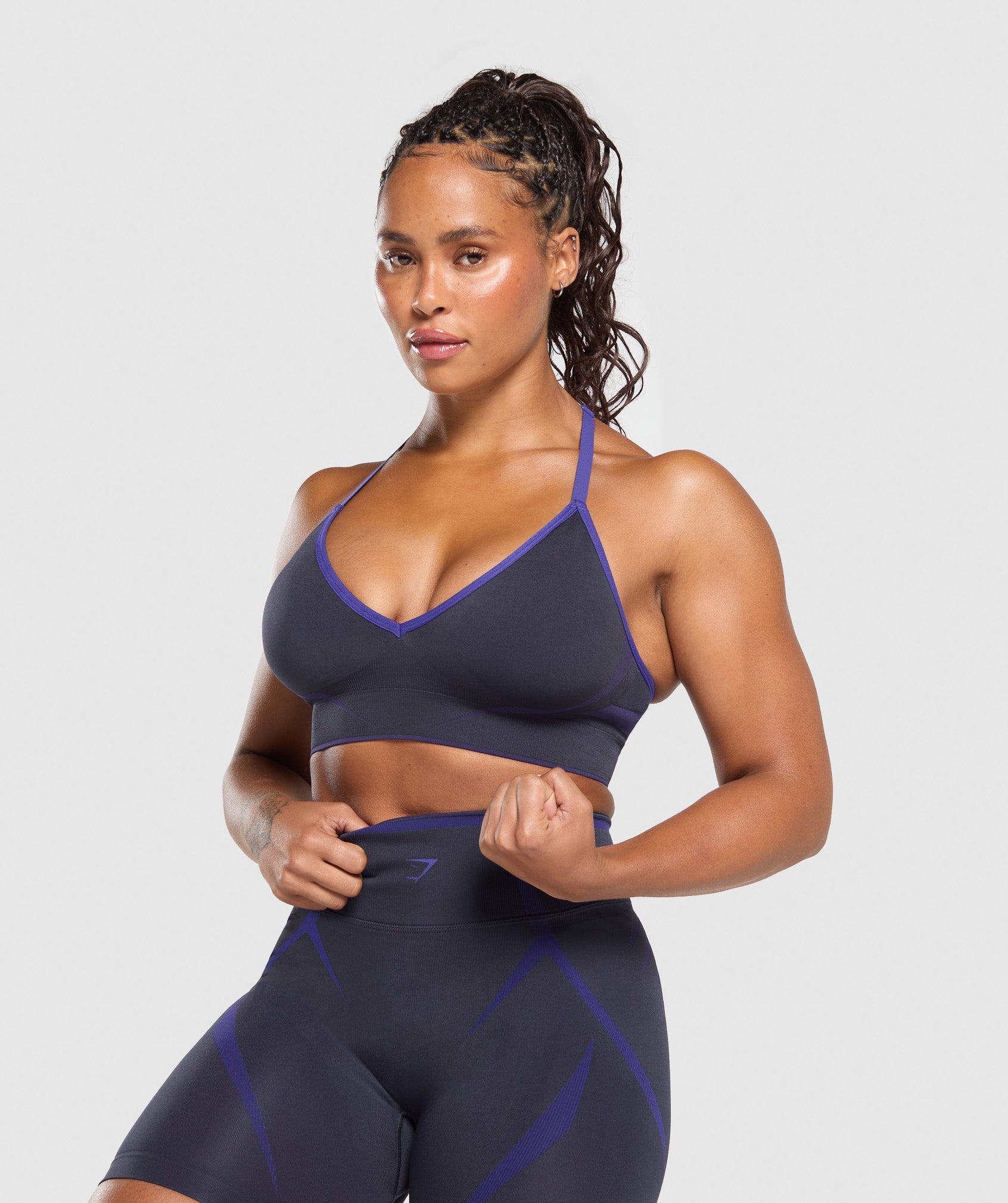 Women's Gymshark Apex Lift  Seamless Sports Bra Heavy Blue