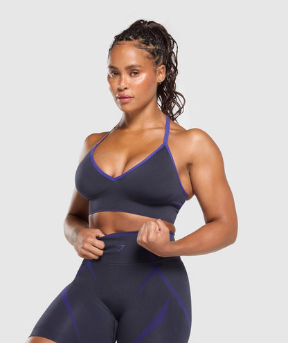 Women's Gymshark Apex Lift  Seamless Sports Bra Heavy Blue