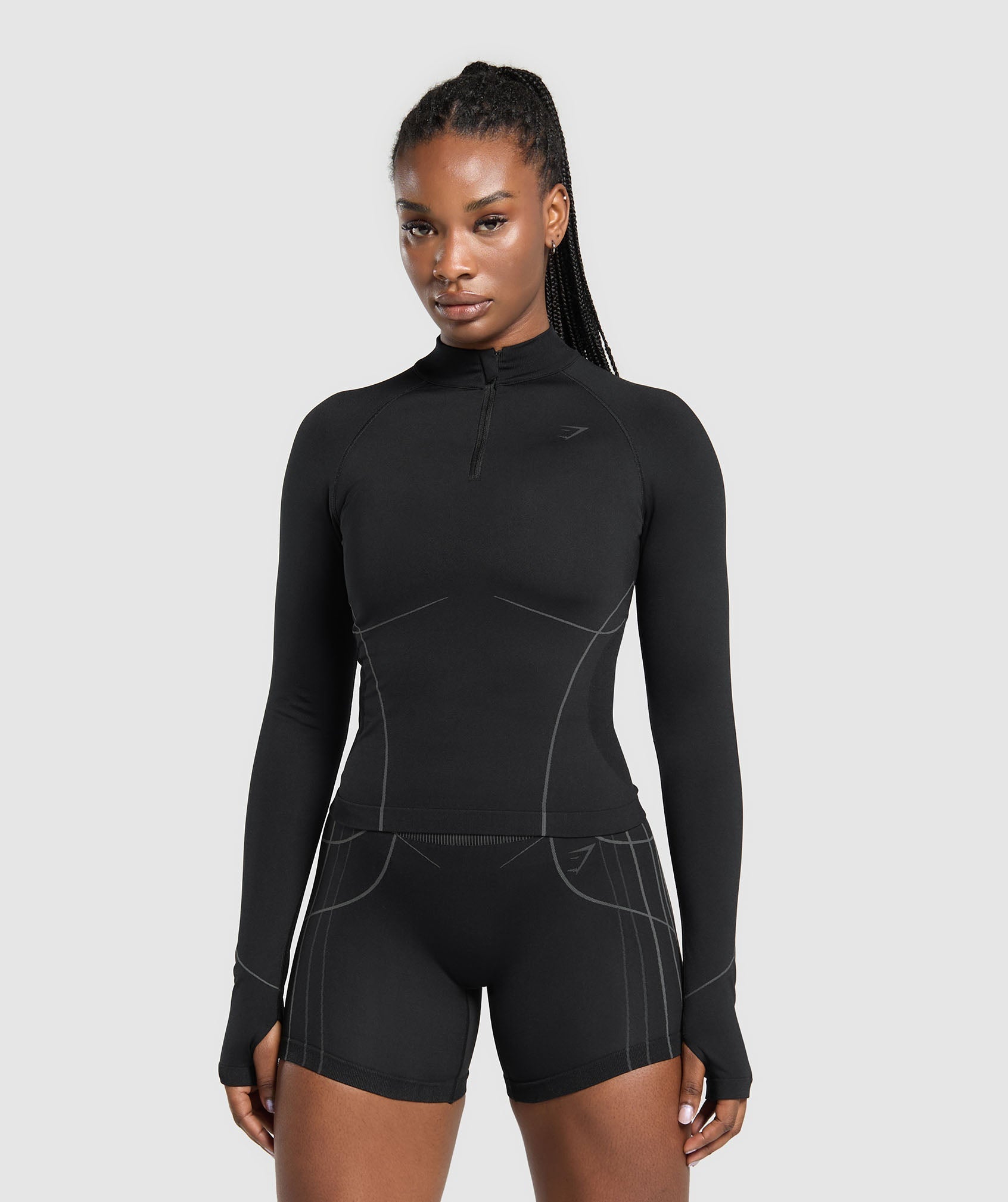 Women's Gymshark Apex Seamless 1/4 Zip Pullover Black