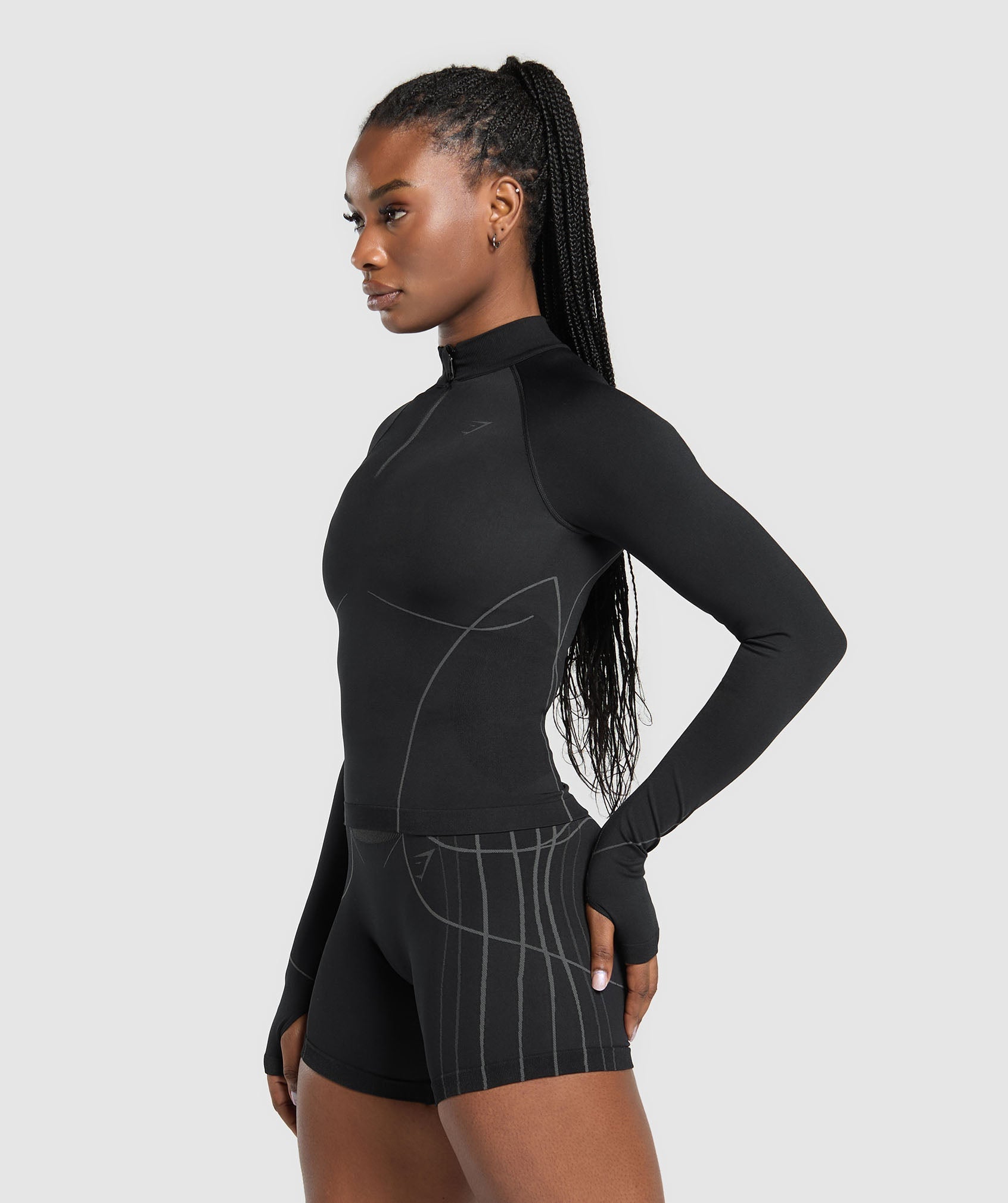 Women's Gymshark Apex Seamless 1/4 Zip Pullover Black