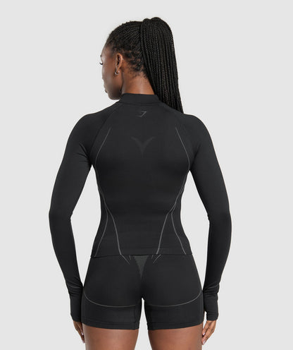 Women's Gymshark Apex Seamless 1/4 Zip Pullover Black