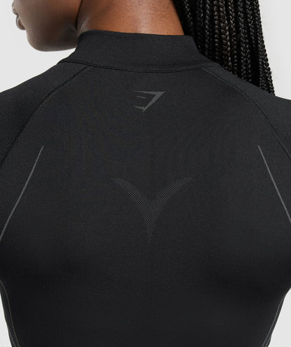 Women's Gymshark Apex Seamless 1/4 Zip Pullover Black