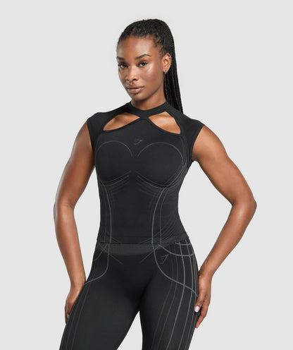 Women's Gymshark Apex Seamless Midi T-Shirt Black