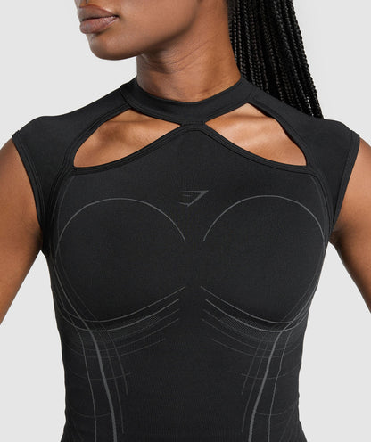 Women's Gymshark Apex Seamless Midi T-Shirt Black