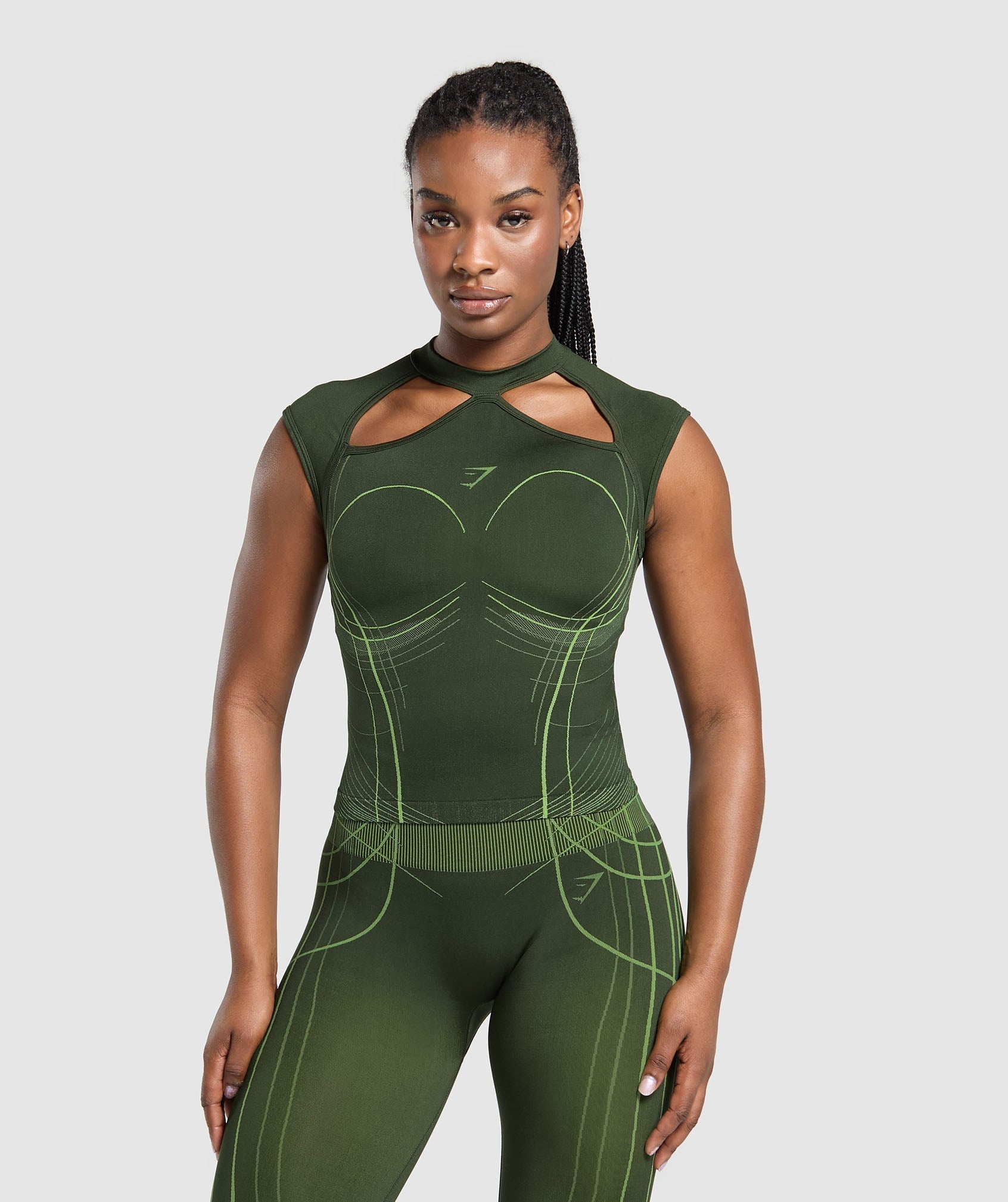 Women's Gymshark Apex Seamless Midi T-Shirt Trail Green