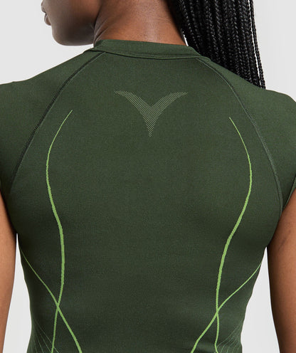 Women's Gymshark Apex Seamless Midi T-Shirt Trail Green
