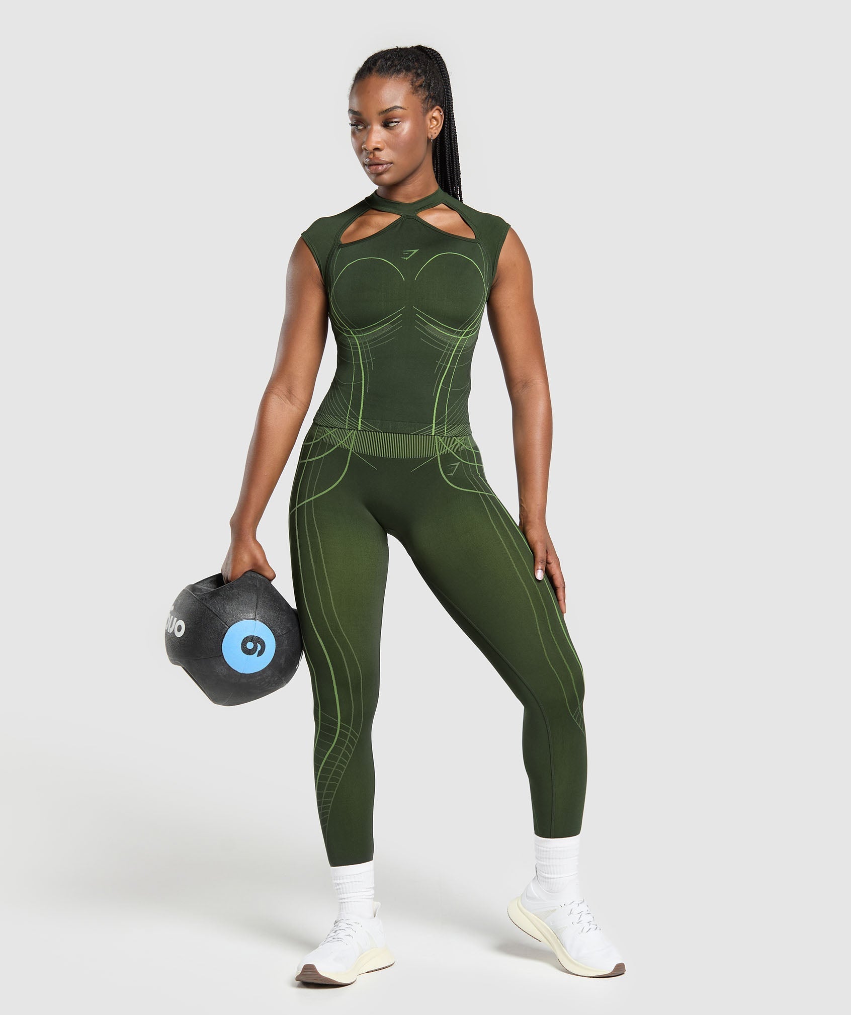 Women's Gymshark Apex Seamless Midi T-Shirt Trail Green