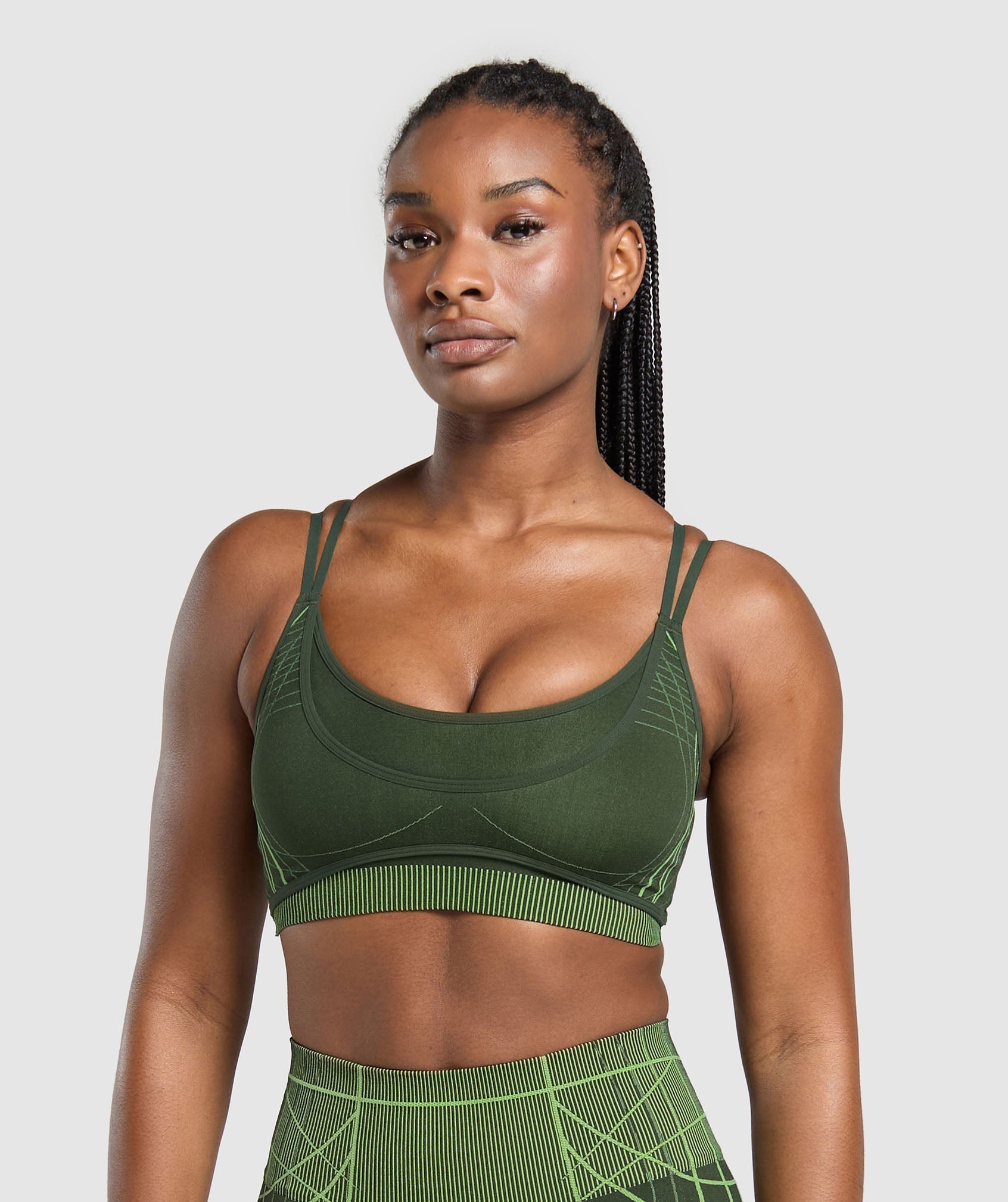 Women's Gymshark Apex Seamless Strappy Sports Bra Trail Green
