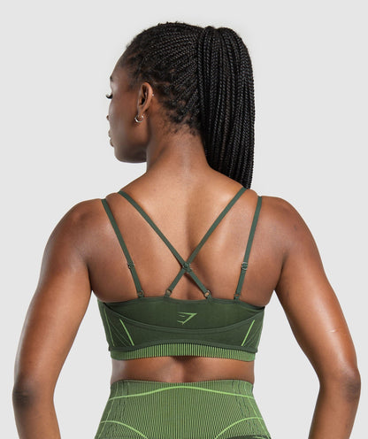Women's Gymshark Apex Seamless Strappy Sports Bra Trail Green