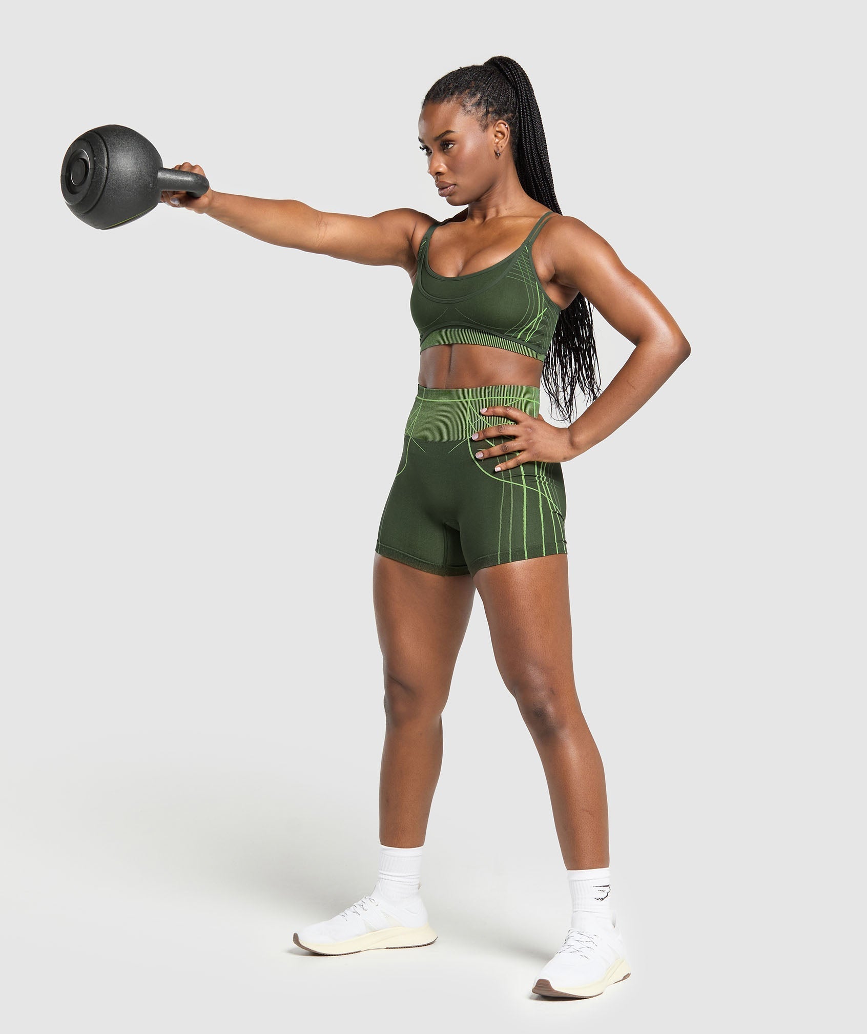Women's Gymshark Apex Seamless Strappy Sports Bra Trail Green