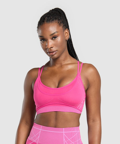 Women's Gymshark Apex Seamless Strappy Sports Bra Valley Pink
