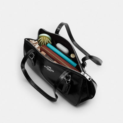 Coach Asher Shoulder Bag In Signature Jacquard Gold Navy Midnight Navy