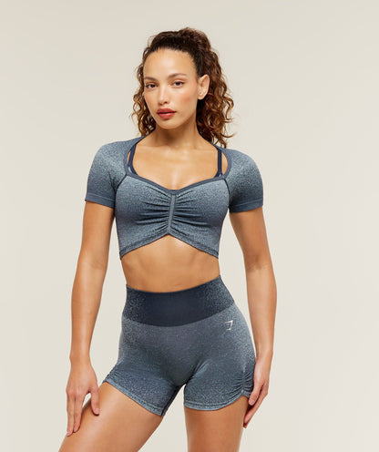 Women's Gymshark Blush Seamless Short Sleeve Top Heavy Blue