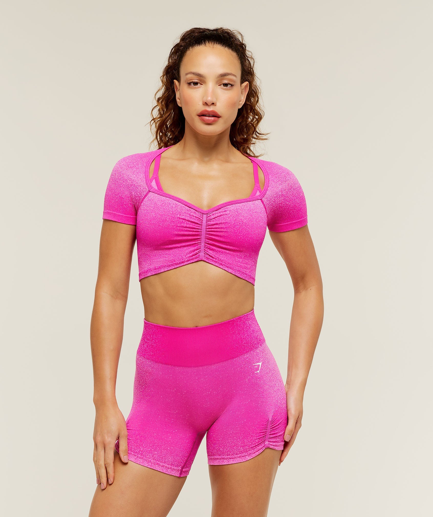 Women's Gymshark Blush Seamless Short Sleeve Top Super-Set Pink
