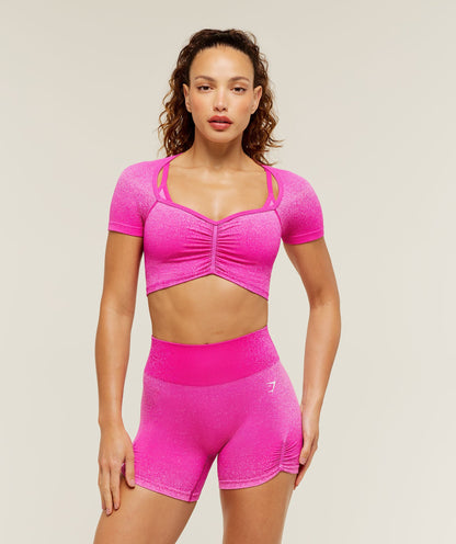 Women's Gymshark Blush Seamless Short Sleeve Top Super-Set Pink