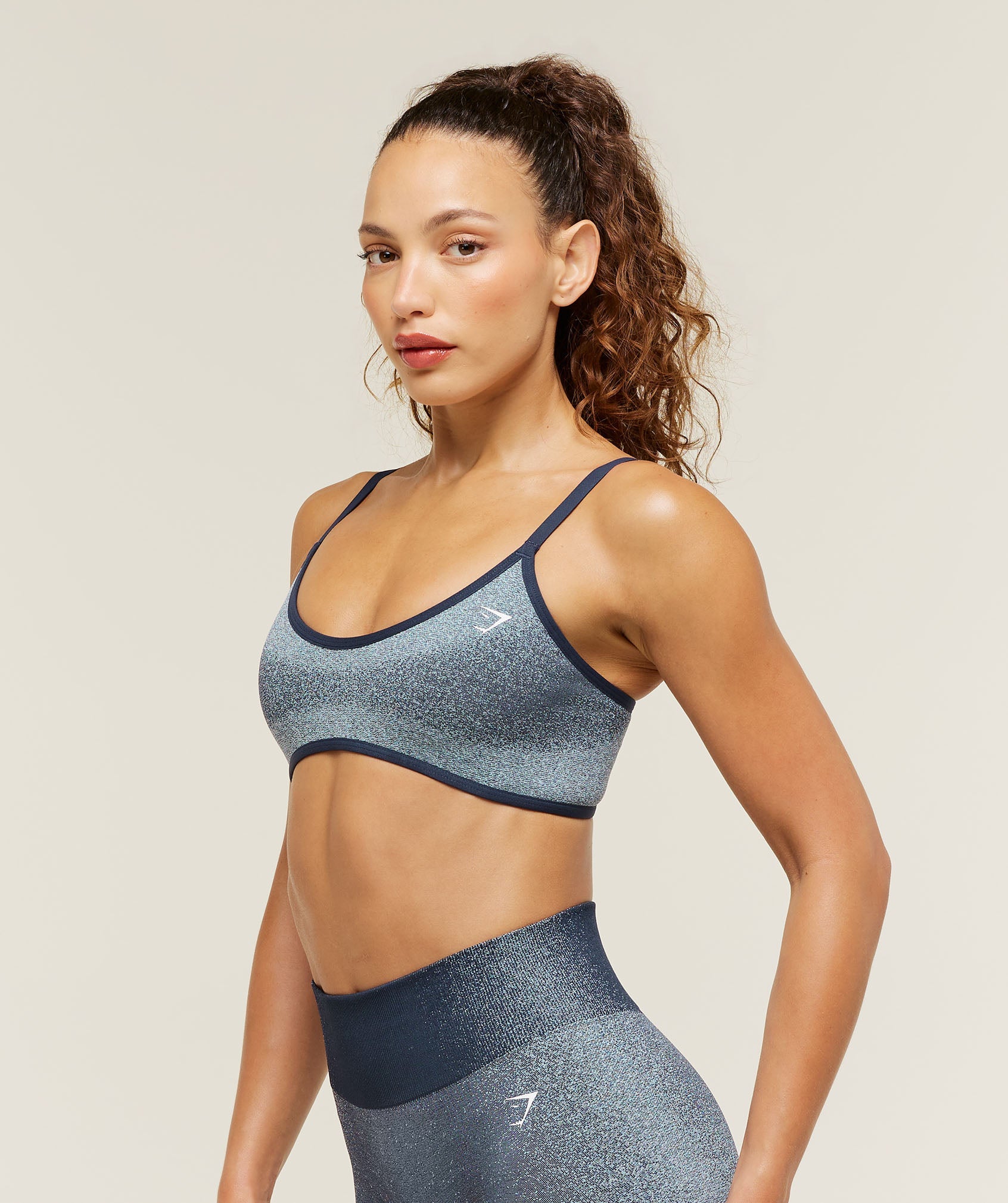Women's Gymshark Blush Seamless Light Support Sports Bra Heavy Blue