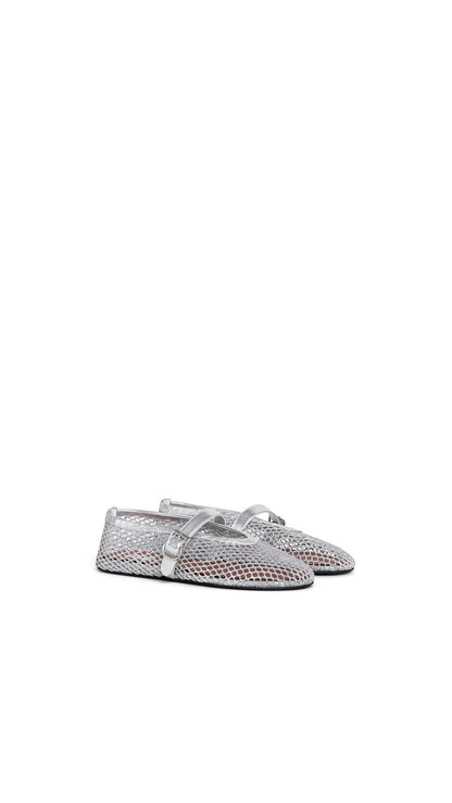 Alaïa Ballet Flats In Laminated Fishnet