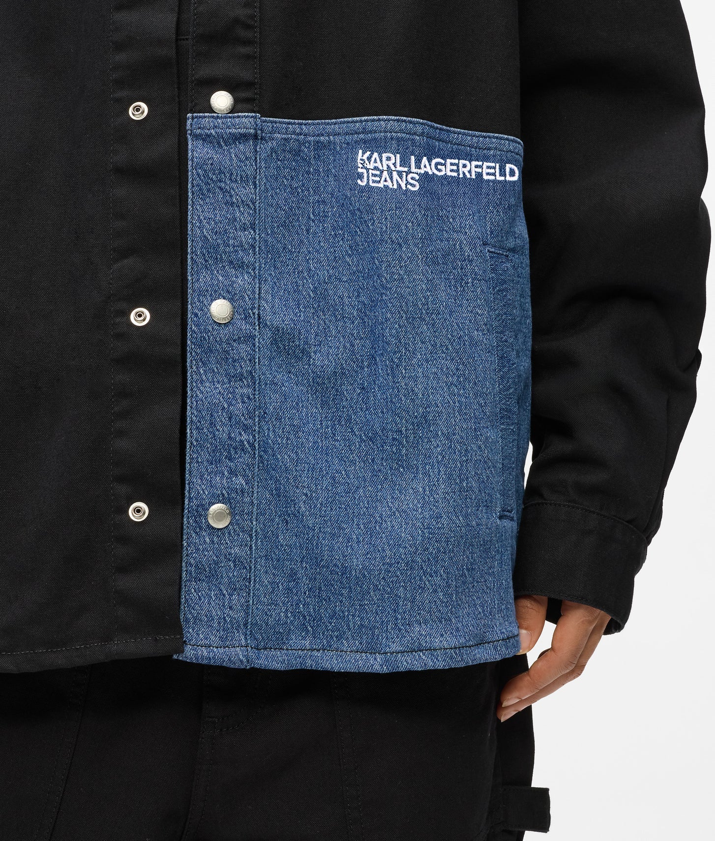 Karl Lagerfeld Denim Panel Overshirt Washed Blue-Black