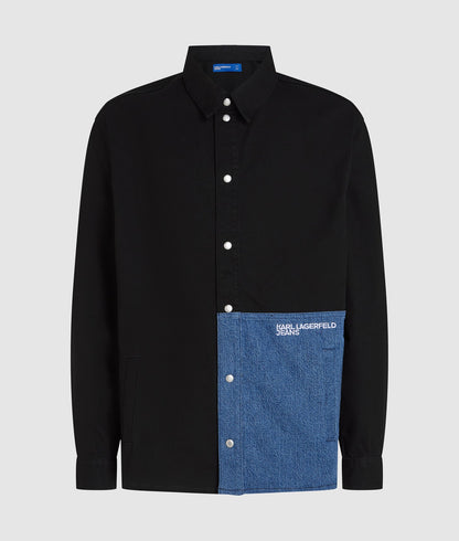 Karl Lagerfeld Denim Panel Overshirt Washed Blue-Black