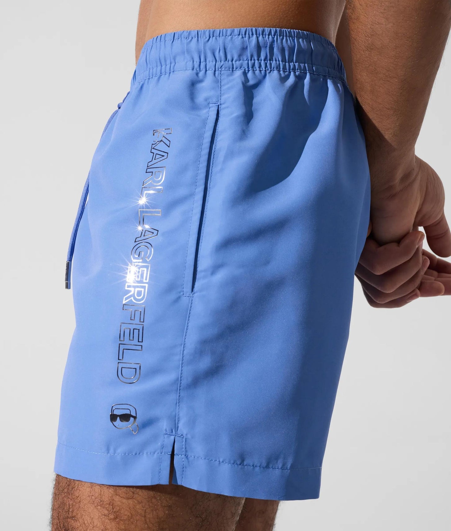 Karl Lagerfeld Ikon Metallic Boardshorts Silver Lake Blue