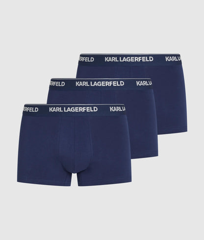 Karl Lagerfeld Metallic Logo Trunks – 3 Pack Medieval Blue