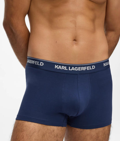 Karl Lagerfeld Metallic Logo Trunks – 3 Pack Medieval Blue