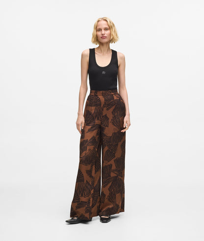 Karl Lagerfeld Fan Print Pants Graphic Fan Friar Brown