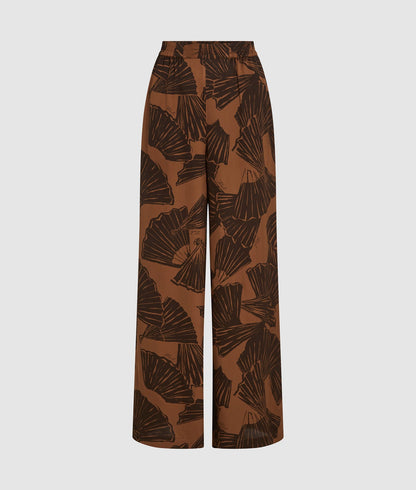 Karl Lagerfeld Fan Print Pants Graphic Fan Friar Brown